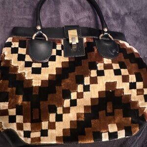 Koret Black and Brown Geometric Satchel